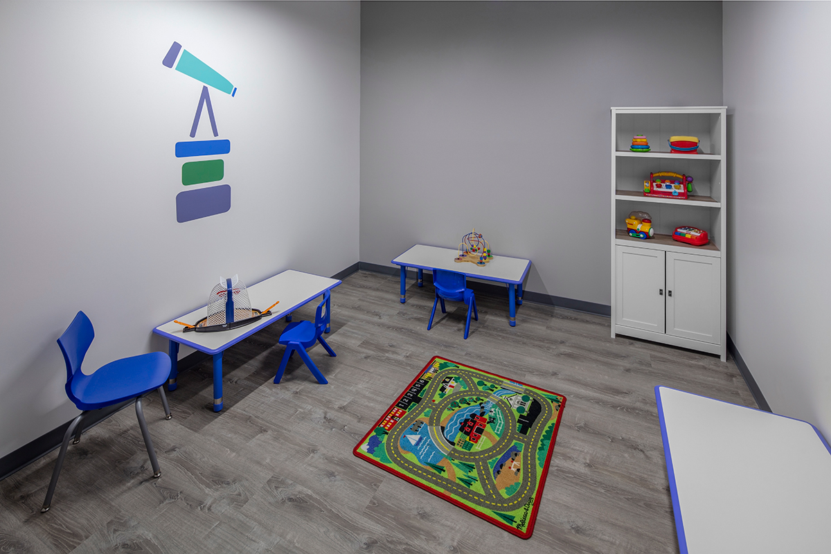 Play therapy area for children with autism near O’Hare in Chicago, Illinois.