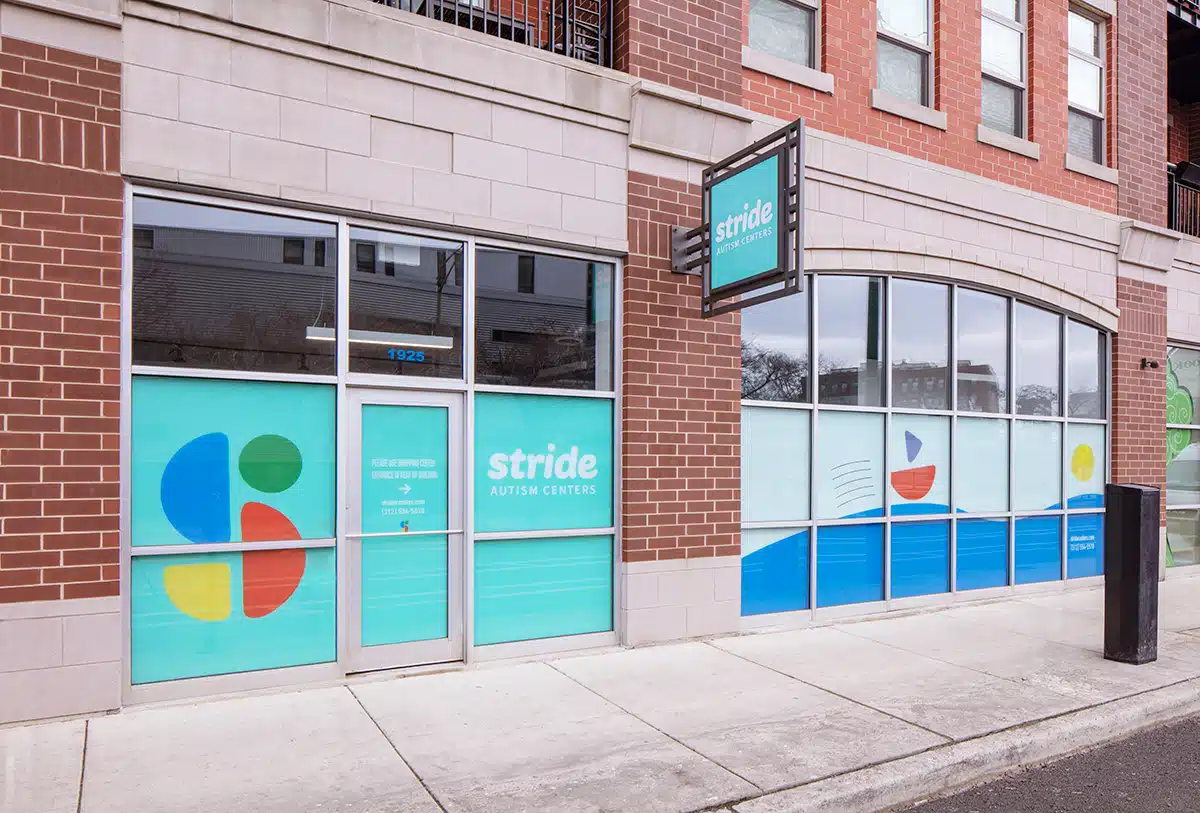 View of exterior building of the Stride Autism Center near Central Station in Chicago, Illinois.