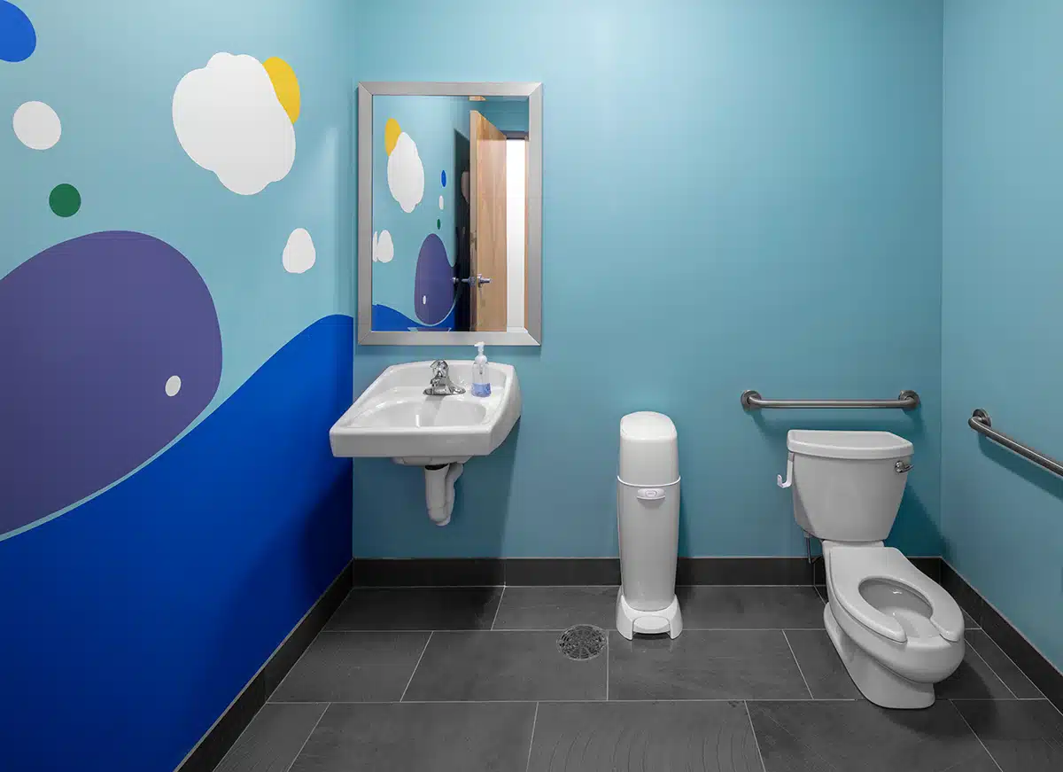 aba-therapy-children-autism-center-school-wicker-park-chicago-illinois-treatment-centers-60622 Restroom interior at the Stride Autism Center near Wicker Park in Chicago, Illinois.