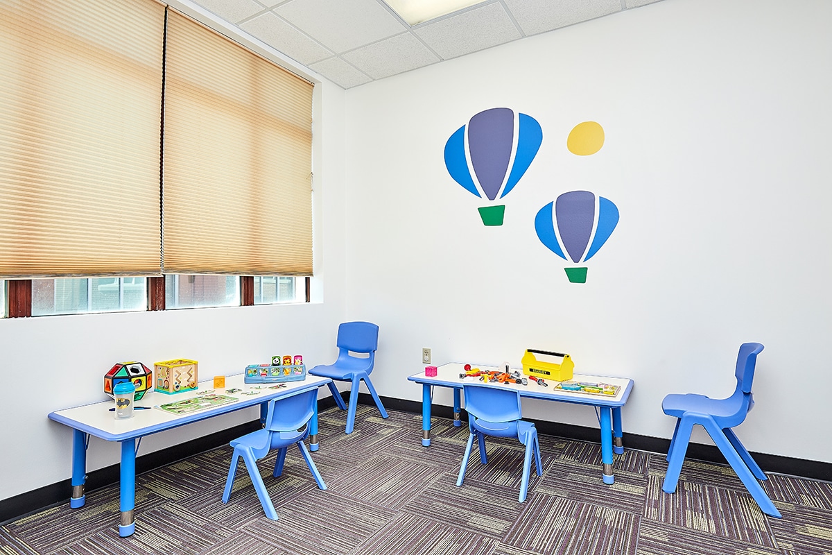Play therapy area for children with autism near Dorchester in Lincoln, Nebraska.