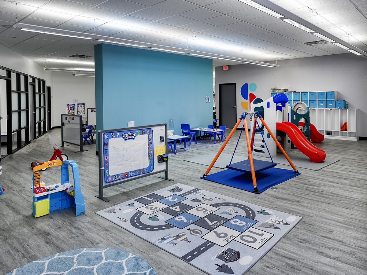 Play therapy area for children with autism near South Holland, Illinois.