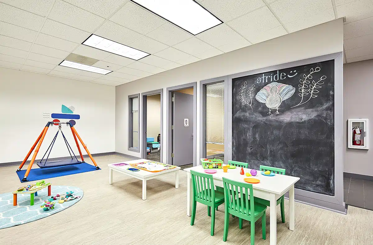 Play therapy area for children with autism near Solon, Iowa.