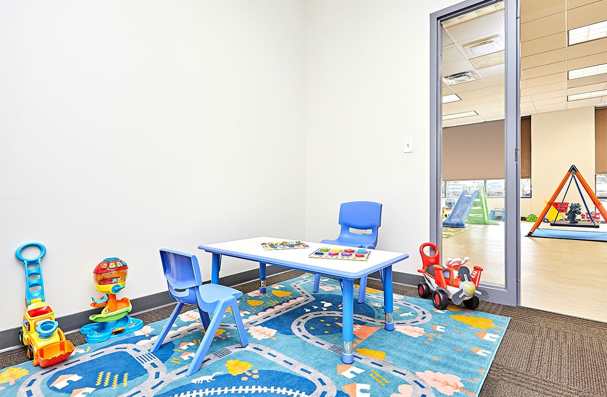 Play therapy area for children with autism near Eldridge, Davenport, Iowa.