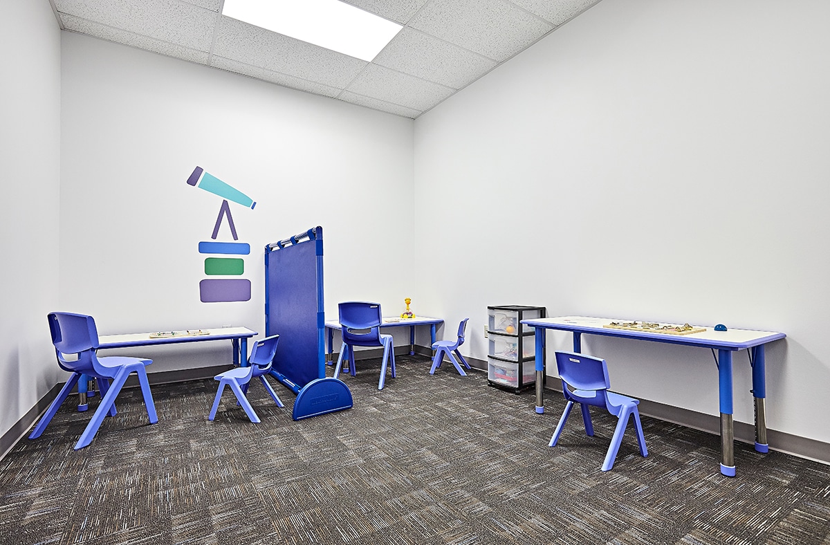 Play therapy area for children with autism near Bennington, Nebraska.