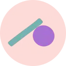 Photo of a circle with a thin rectangle and a smaller circle inside it.