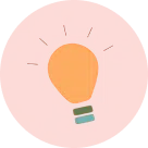 Illustration of a lightbulb enclosed in a circle.