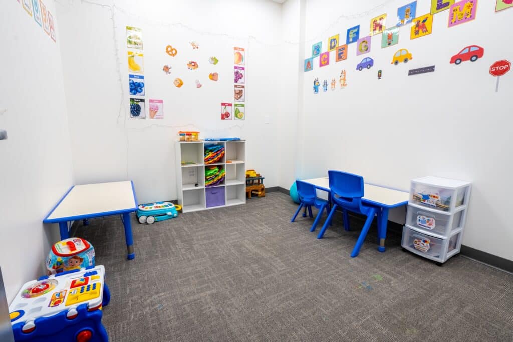 A bright and welcoming play area at the Stride Autism Centers&reg; Oak Park, IL clinic designed for effective ABA therapy.